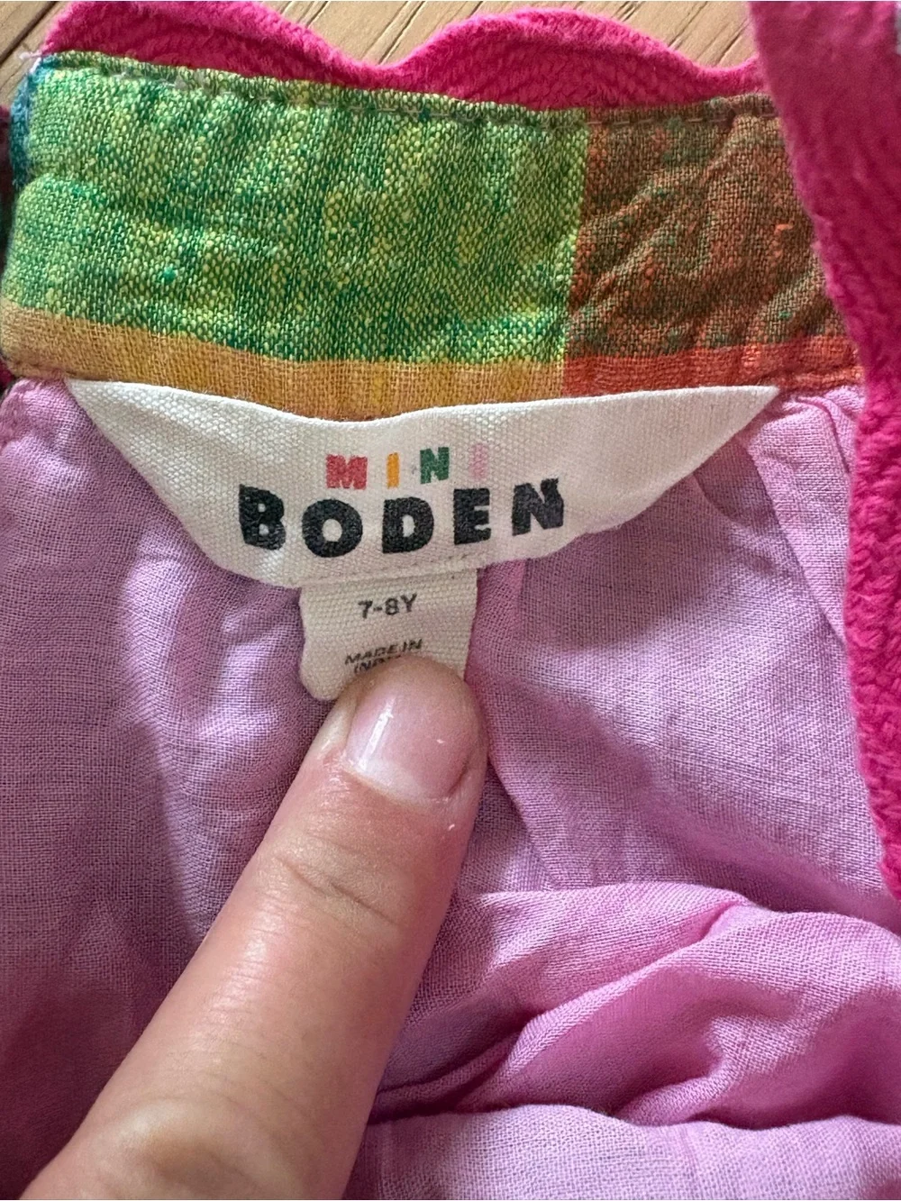 Mini Boden Rainbow Plaid Dress - Pink, Red, Yellow, Green, Blue, Purple